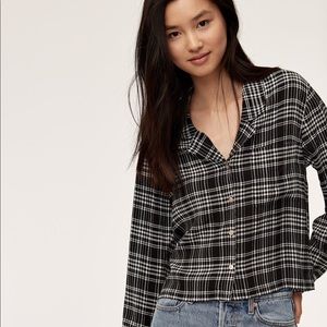 Wilfred Free Camille Black Plaid Shirt Blouse